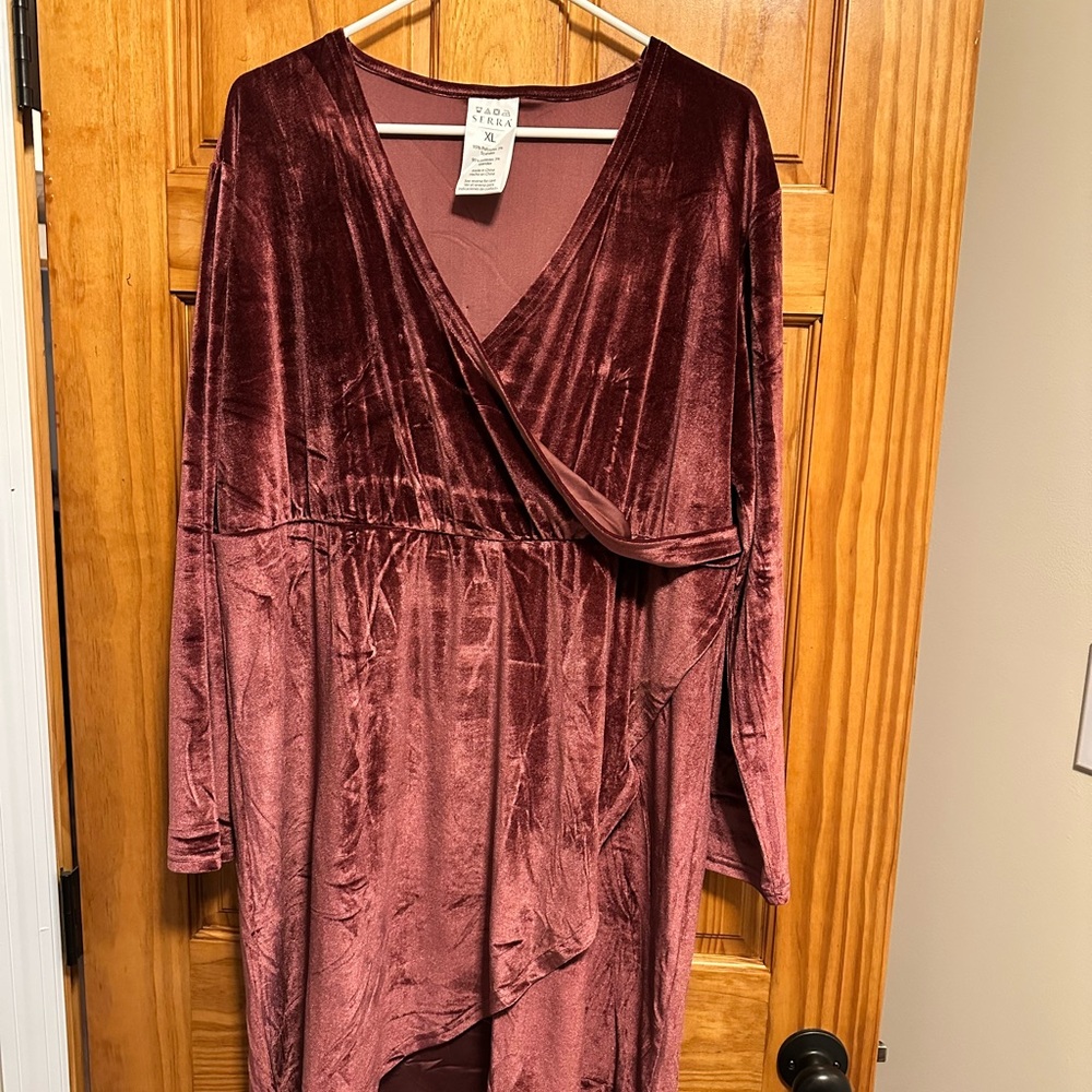 Velvet Wrap Dress in Rich Burgundy